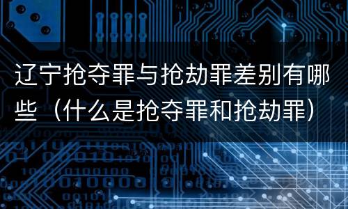 辽宁抢夺罪与抢劫罪差别有哪些（什么是抢夺罪和抢劫罪）