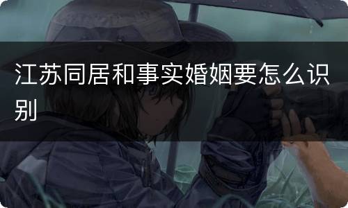 江苏同居和事实婚姻要怎么识别