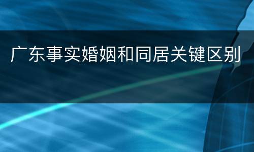 广东事实婚姻和同居关键区别
