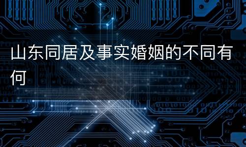 山东同居及事实婚姻的不同有何