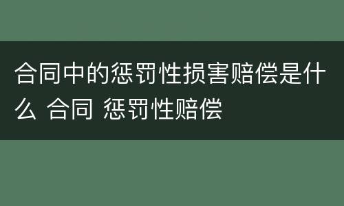 合同中的惩罚性损害赔偿是什么 合同 惩罚性赔偿