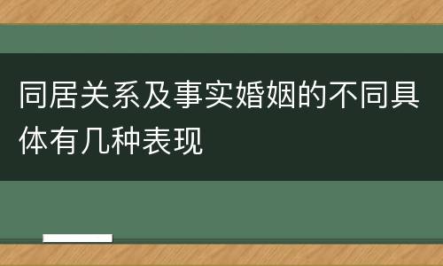 同居关系及事实婚姻的不同具体有几种表现