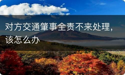 对方交通肇事全责不来处理，该怎么办