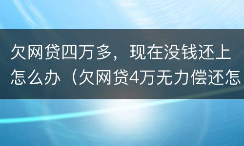 欠网贷四万多，现在没钱还上怎么办（欠网贷4万无力偿还怎么办）