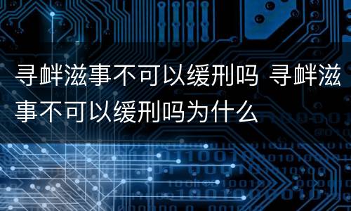 寻衅滋事不可以缓刑吗 寻衅滋事不可以缓刑吗为什么