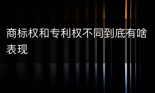 商标权和专利权不同到底有啥表现