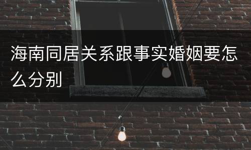 海南同居关系跟事实婚姻要怎么分别