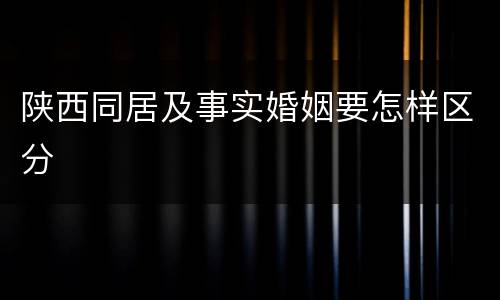 陕西同居及事实婚姻要怎样区分