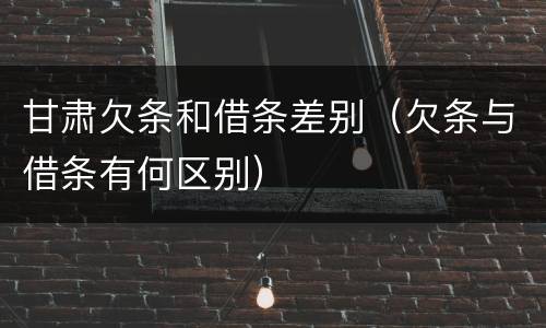 甘肃欠条和借条差别（欠条与借条有何区别）