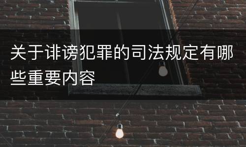 关于诽谤犯罪的司法规定有哪些重要内容