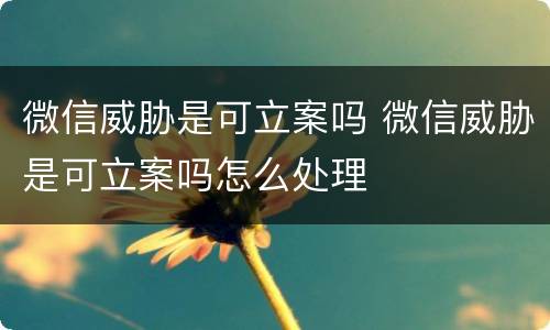 微信威胁是可立案吗 微信威胁是可立案吗怎么处理