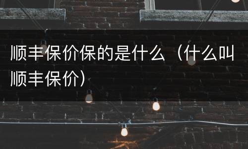 顺丰保价保的是什么（什么叫顺丰保价）