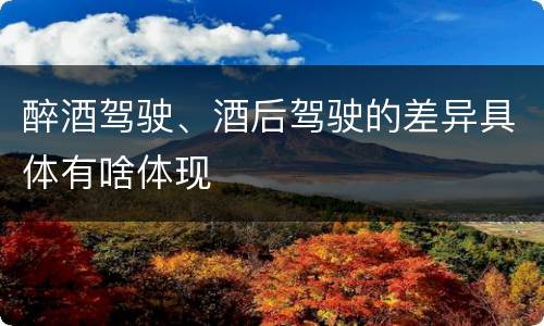 醉酒驾驶、酒后驾驶的差异具体有啥体现