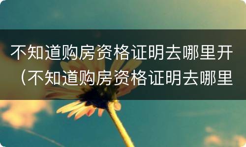 不知道购房资格证明去哪里开（不知道购房资格证明去哪里开户）