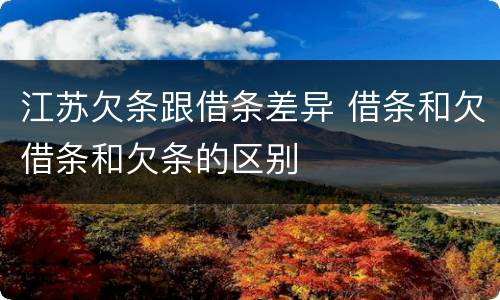 江苏欠条跟借条差异 借条和欠借条和欠条的区别