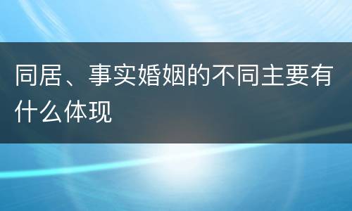 同居、事实婚姻的不同主要有什么体现