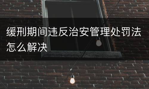缓刑期间违反治安管理处罚法怎么解决