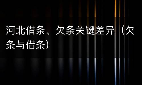 河北借条、欠条关键差异（欠条与借条）