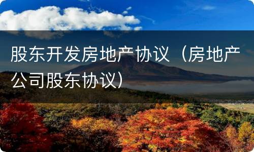 股东开发房地产协议（房地产公司股东协议）