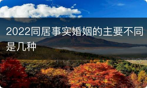 2022同居事实婚姻的主要不同是几种
