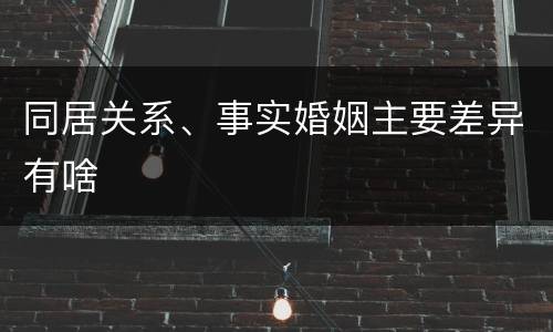 同居关系、事实婚姻主要差异有啥