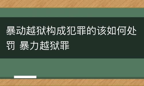 暴动越狱构成犯罪的该如何处罚 暴力越狱罪