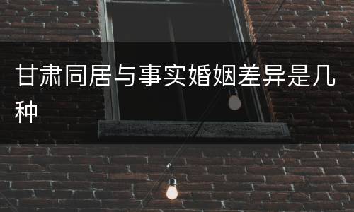 甘肃同居与事实婚姻差异是几种