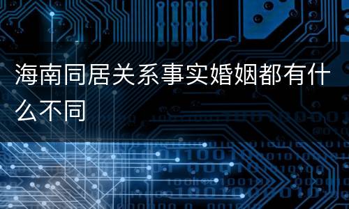 海南同居关系事实婚姻都有什么不同