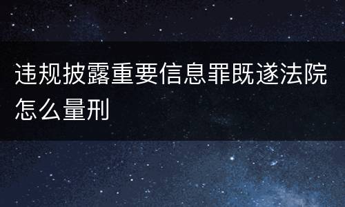 违规披露重要信息罪既遂法院怎么量刑