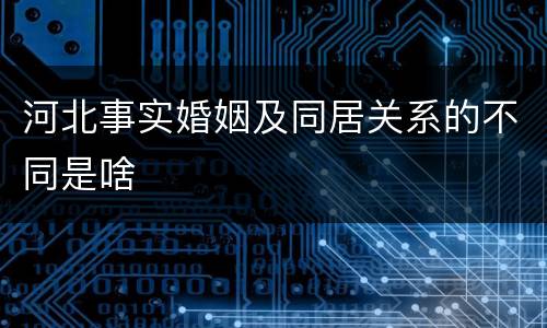 河北事实婚姻及同居关系的不同是啥