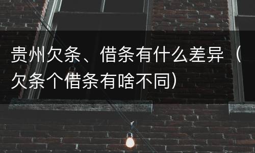 贵州欠条、借条有什么差异（欠条个借条有啥不同）