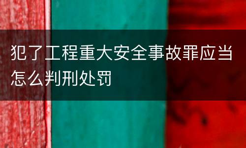 犯了工程重大安全事故罪应当怎么判刑处罚
