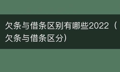 欠条与借条区别有哪些2022（欠条与借条区分）