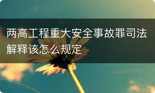 两高工程重大安全事故罪司法解释该怎么规定