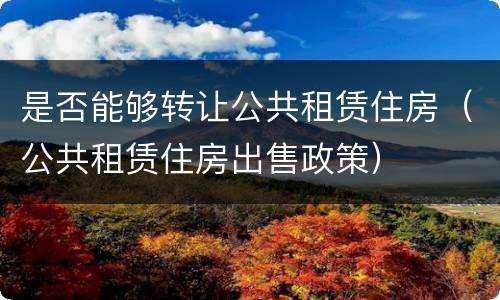 是否能够转让公共租赁住房（公共租赁住房出售政策）