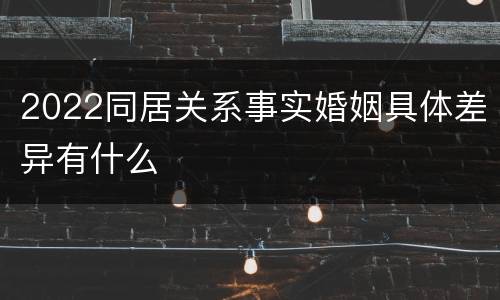 2022同居关系事实婚姻具体差异有什么