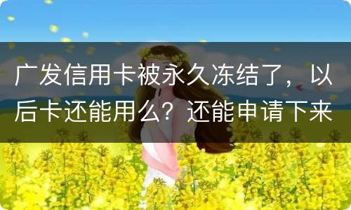 广发信用卡被永久冻结了，以后卡还能用么？还能申请下来别的银行的信用卡么