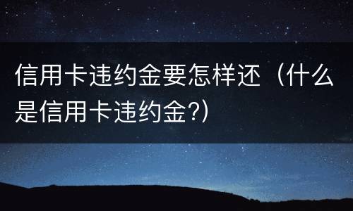 信用卡违约金要怎样还（什么是信用卡违约金?）