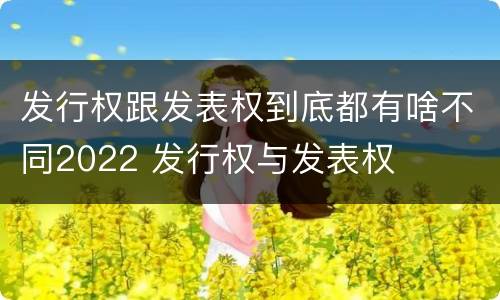 发行权跟发表权到底都有啥不同2022 发行权与发表权