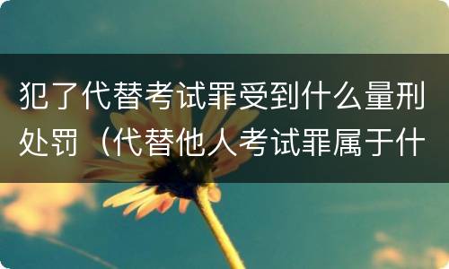 犯了代替考试罪受到什么量刑处罚（代替他人考试罪属于什么类犯罪）