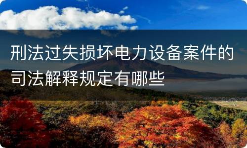 刑法过失损坏电力设备案件的司法解释规定有哪些