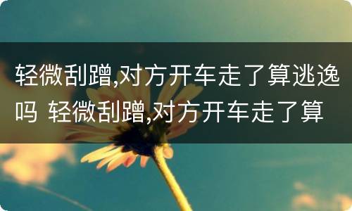 轻微刮蹭,对方开车走了算逃逸吗 轻微刮蹭,对方开车走了算逃逸吗怎么处罚