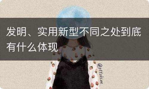 发明、实用新型不同之处到底有什么体现