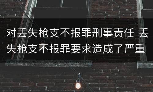 对丢失枪支不报罪刑事责任 丢失枪支不报罪要求造成了严重后果的才构成犯罪