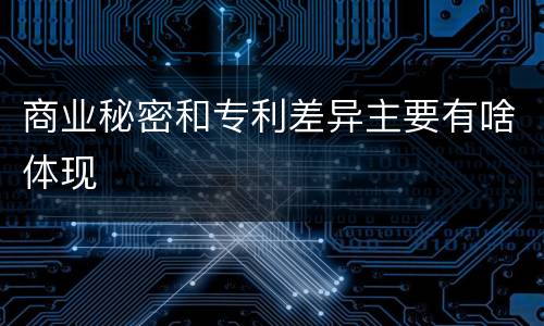 商业秘密和专利差异主要有啥体现