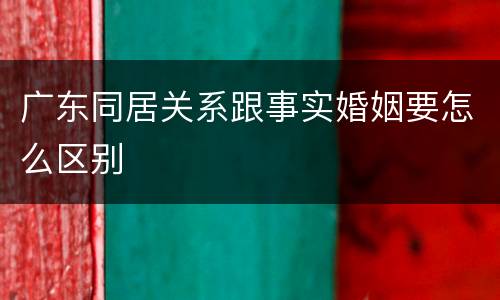 广东同居关系跟事实婚姻要怎么区别