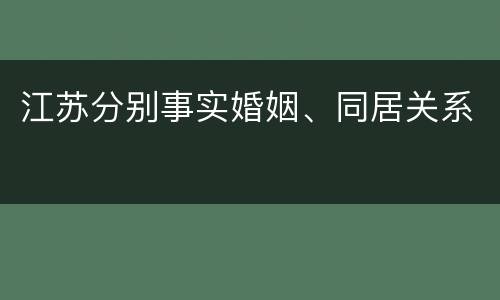 江苏分别事实婚姻、同居关系