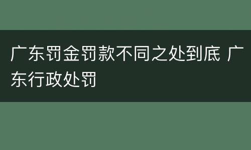 广东罚金罚款不同之处到底 广东行政处罚