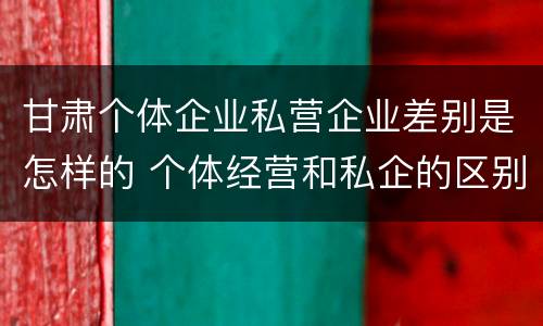 甘肃个体企业私营企业差别是怎样的 个体经营和私企的区别