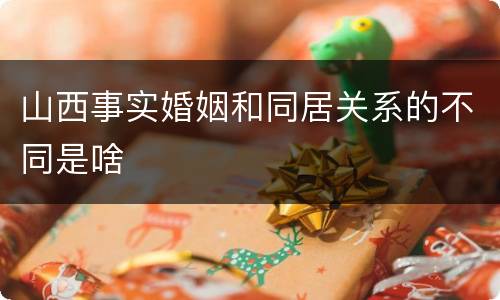 山西事实婚姻和同居关系的不同是啥